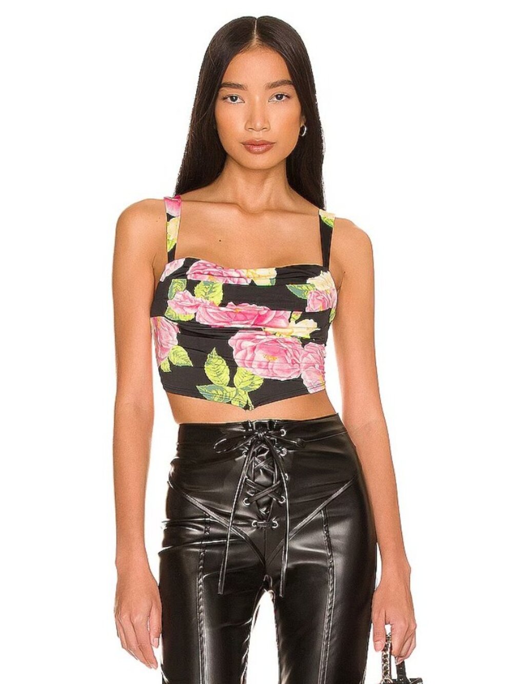 AFRM Vana Top in Noir Bouquet